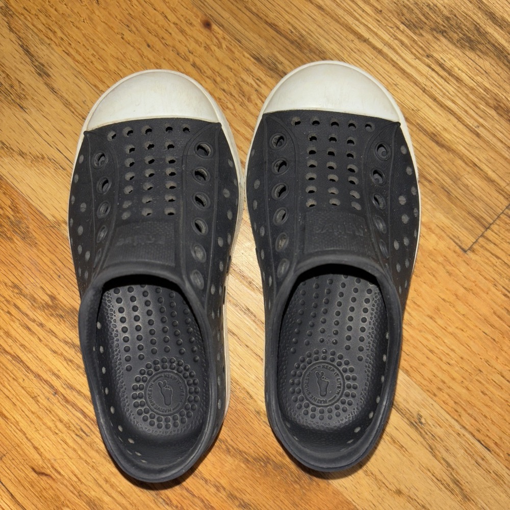 Native Jefferson Shoes Kids C7 Navy Blue Good Perforated Water Slip On Sneakers